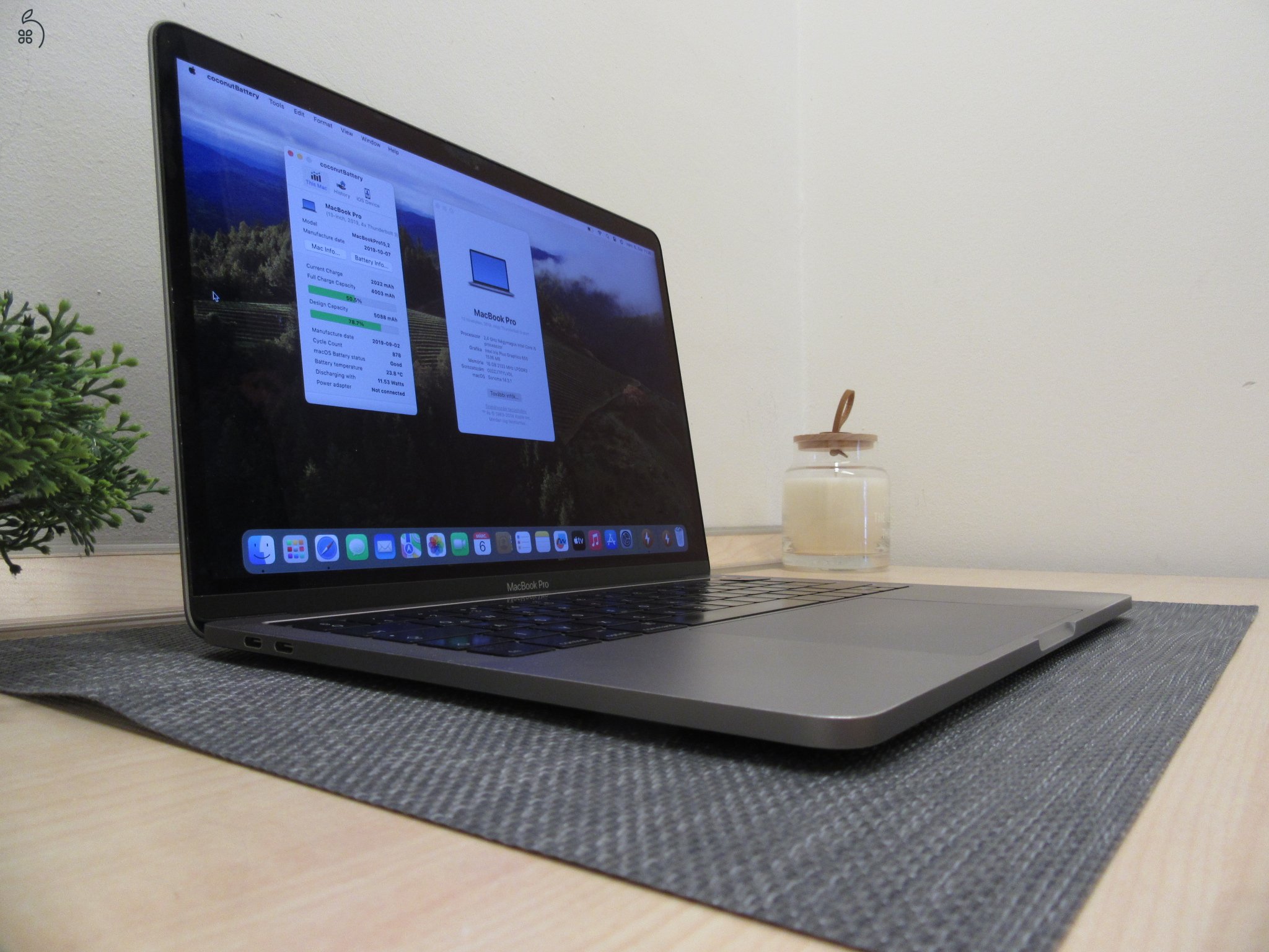  Apple Retina Macbook Pro 13 Touchbar - 2019 - Használt, megkímélt 