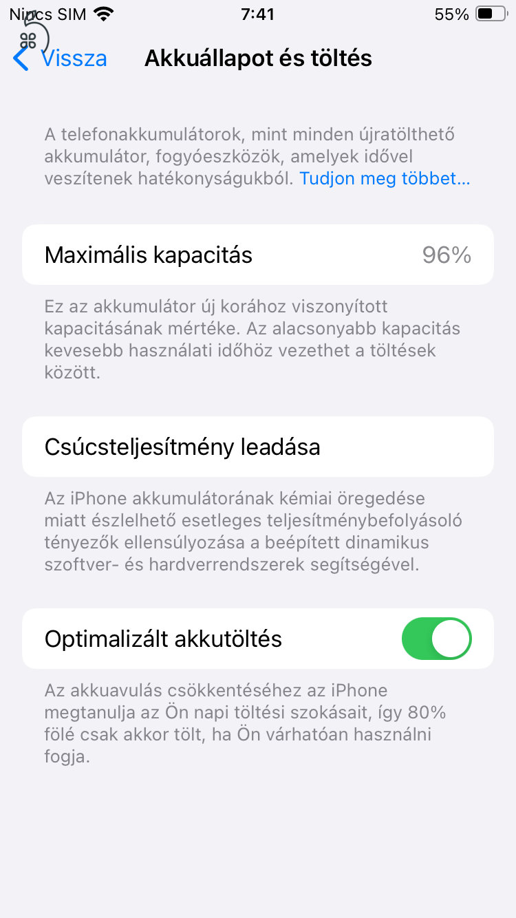 64gb fekete 96%-os Iphone SE (2022)
