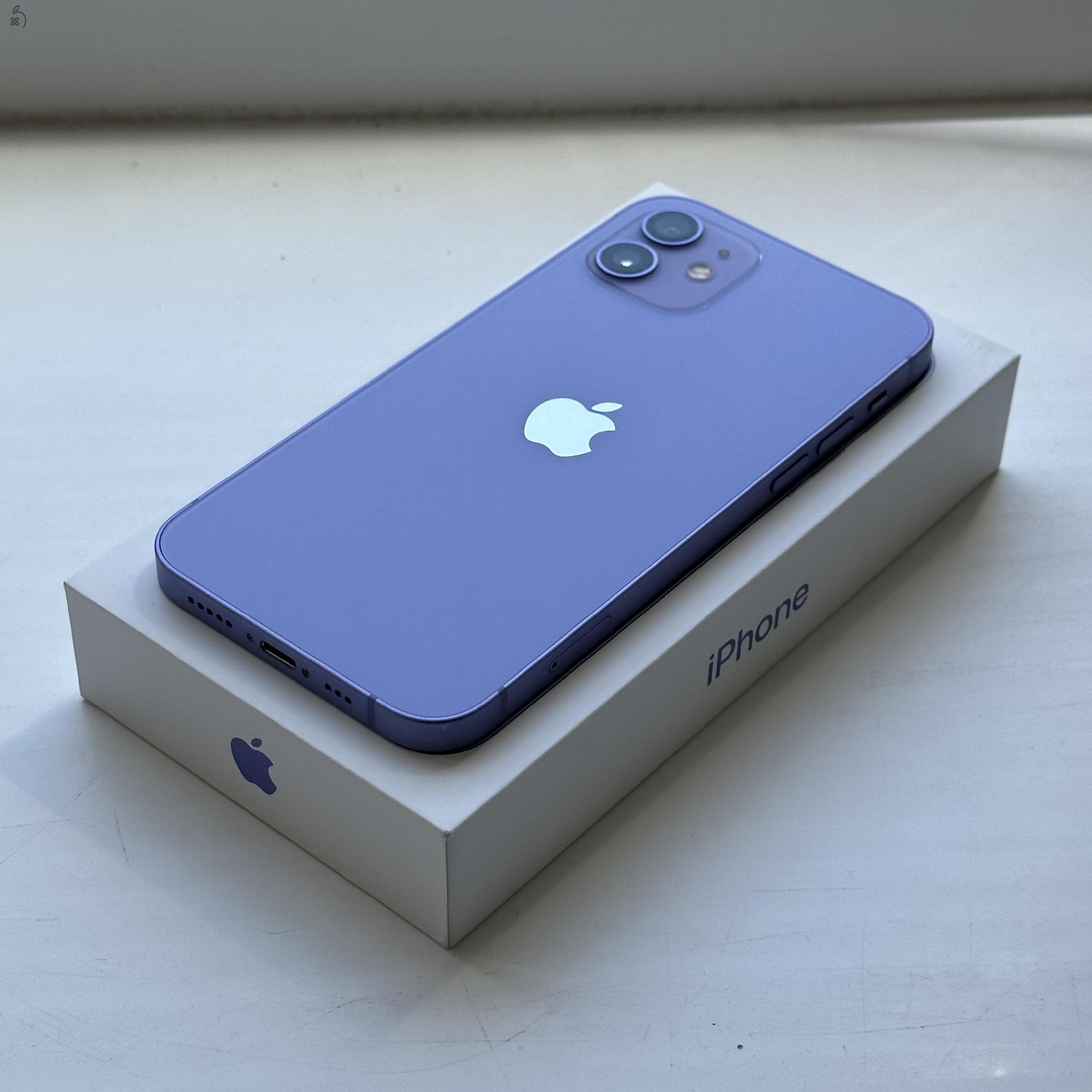 HIBÁTLAN iPhone 12 64GB Purple - 1 ÉV GARANCIA, Kártyafüggetlen, 84% Akkumulátor