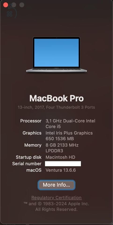 2017 Four Thunderbolt ports MacBook Pro 13