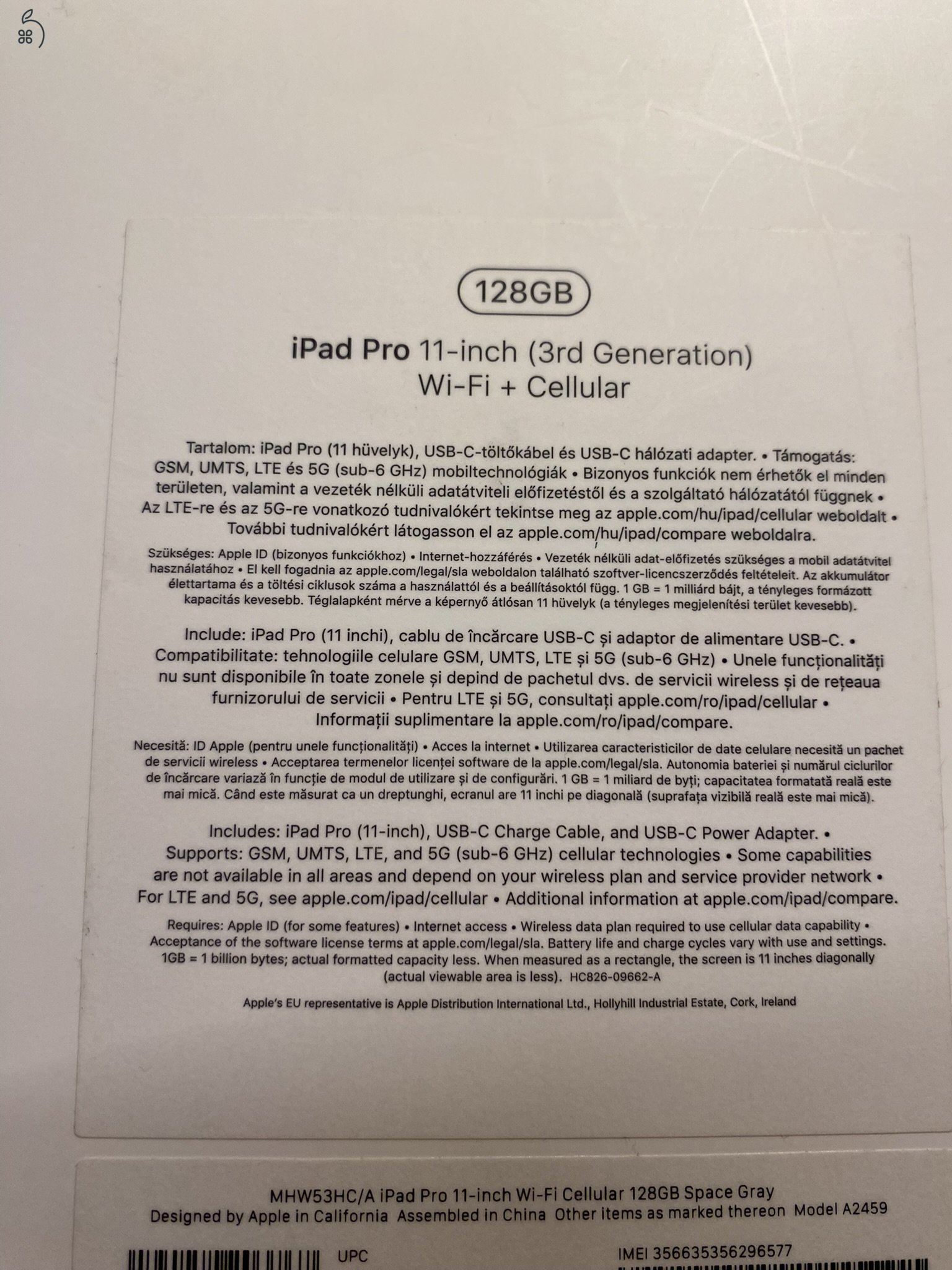 Apple Ipad Pro 11-inch 5G+WIFI M1 128GB SpaceGrey