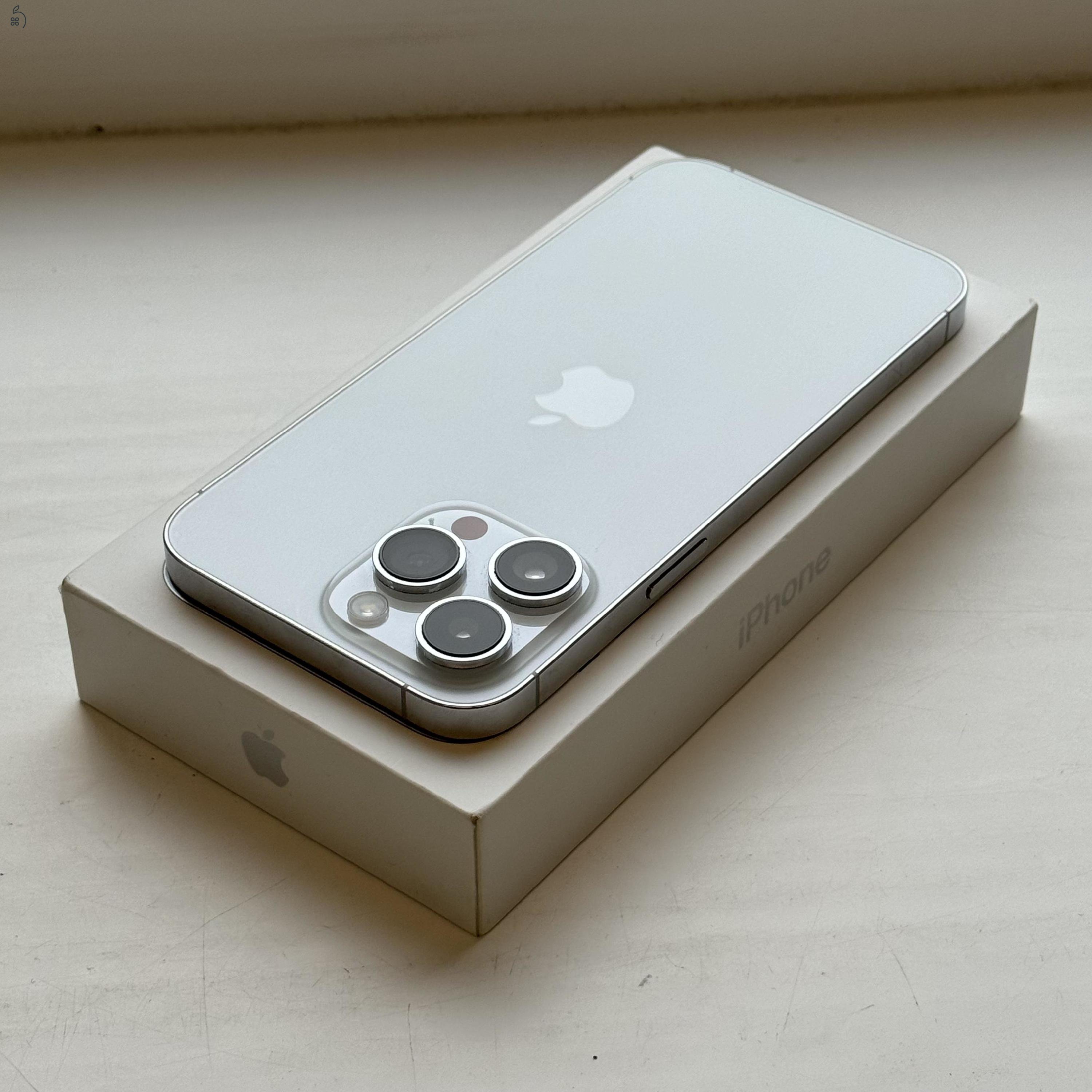 GYÖNYÖRŰ iPhone 14 Pro Max 128GB Silver - Kártyfüggetlen, 1 ÉV GARANCIA, 93% Akkumulátor 
