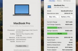 Eladó Apple MacBook Pro 13” Retina Touch Bar (2018-as modell) - 256 GB - Asztroszürke
