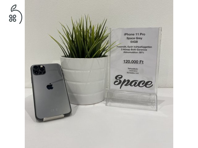 iPhone 11 Pro / 64GB / Space Grey / Gyári kártyafüggetlen