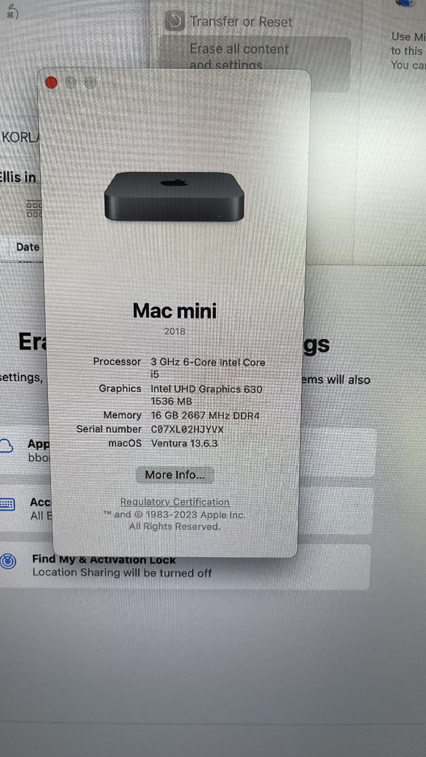 Mac mini 2018 / 16GB ram