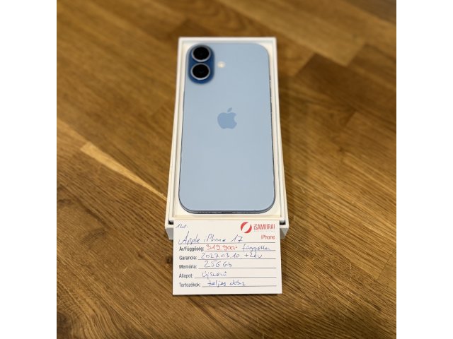 Apple iPhone 17 - 256GB - Mist Blue - újszerű - akku 100% - 2029.03.10 Apple (140.)