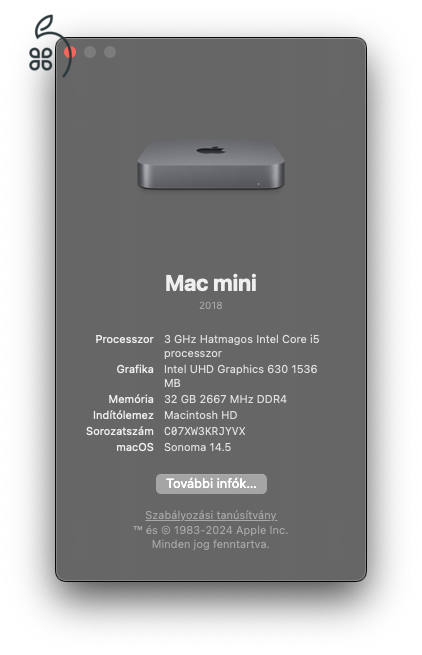 Mac mini 2018 i5 3Ghz 32/256Gb