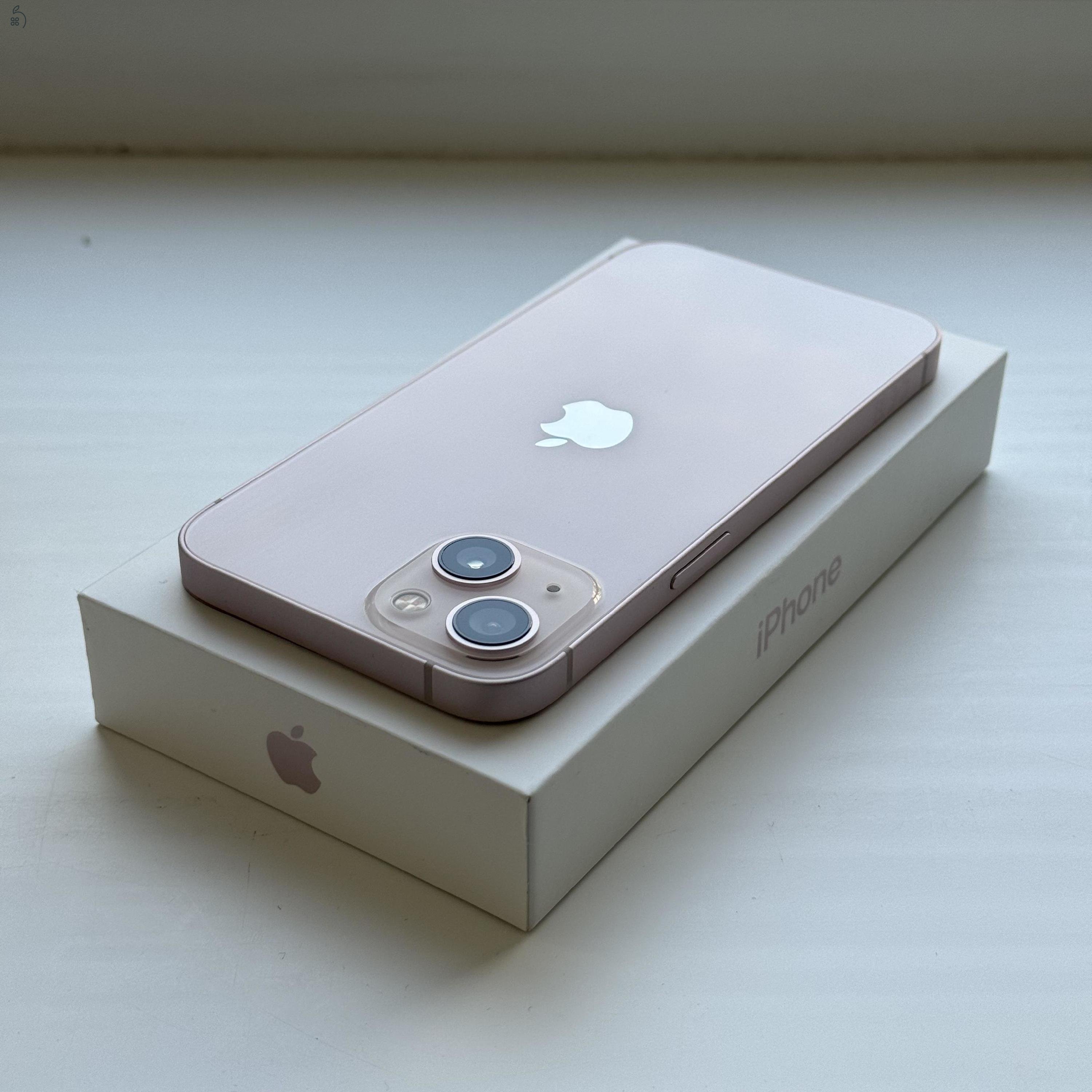 HIBÁTLAN iPhone 13 128GB Pink- 1 ÉV GARANCIA , Kártyafüggetlen, 100% akkumulátor