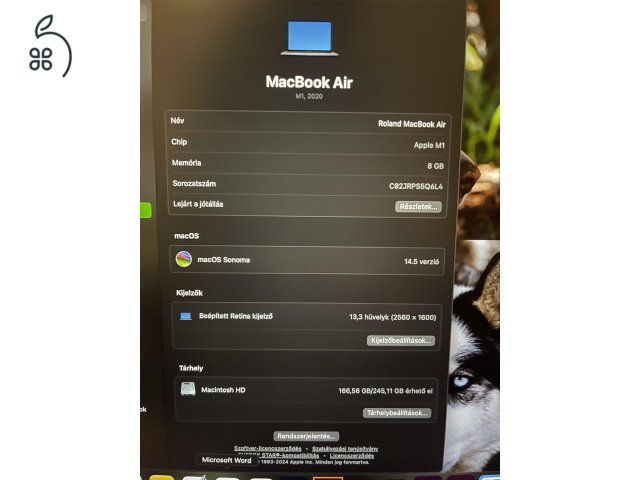 Apple Macbook Air M1 13 2020 8GB, 256GB, ezüst