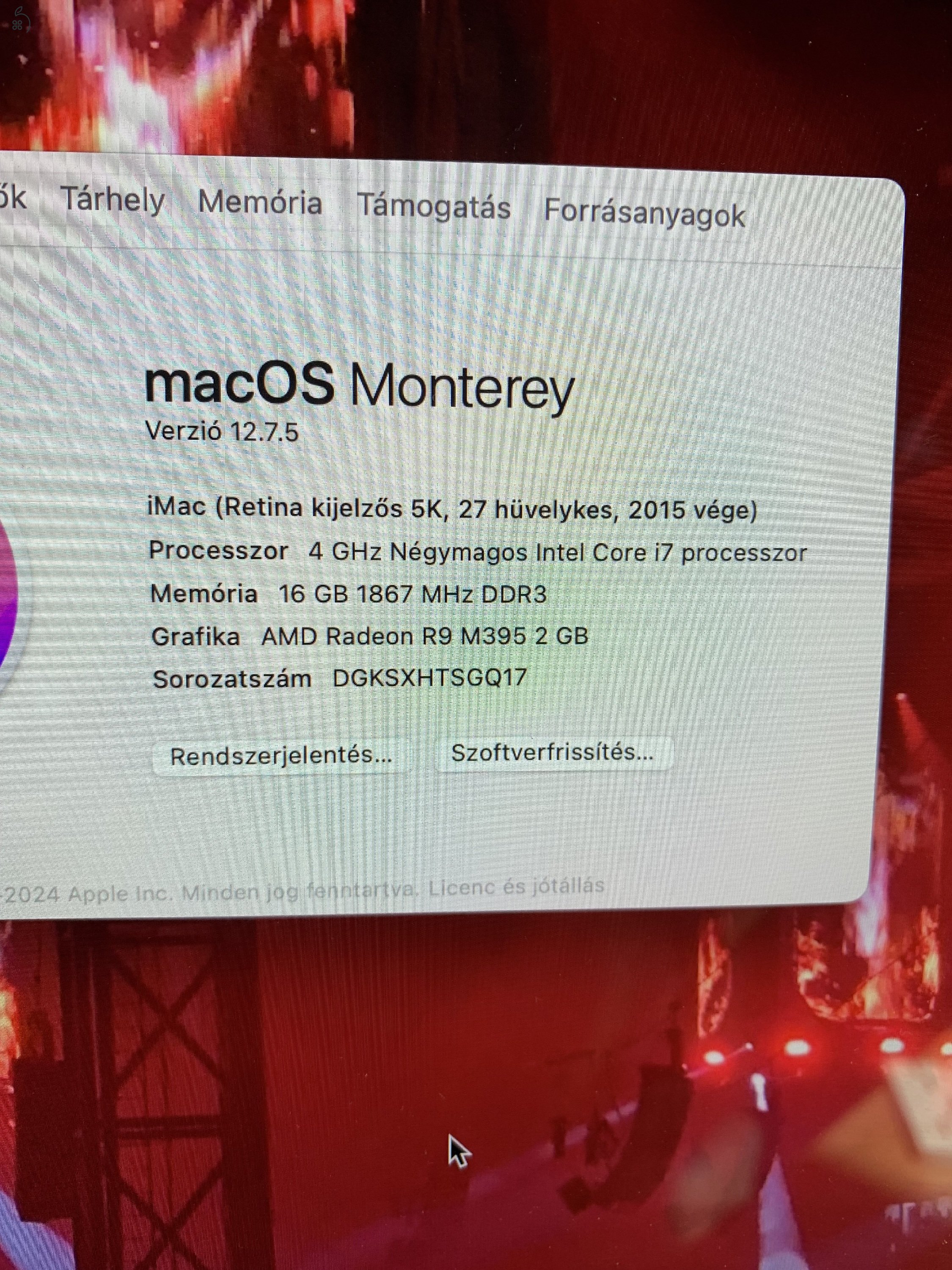 Apple iMac 27”5K, 4GHz Intel Core i7 processzor,  16 GB memória, AMD Radeon R9 2GB, 2TB HD