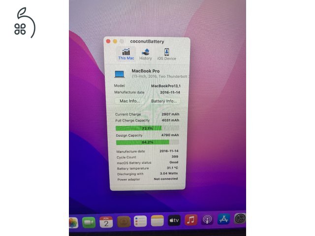  MacBook Pro Retina 13”  gyári töltőjével dobozában