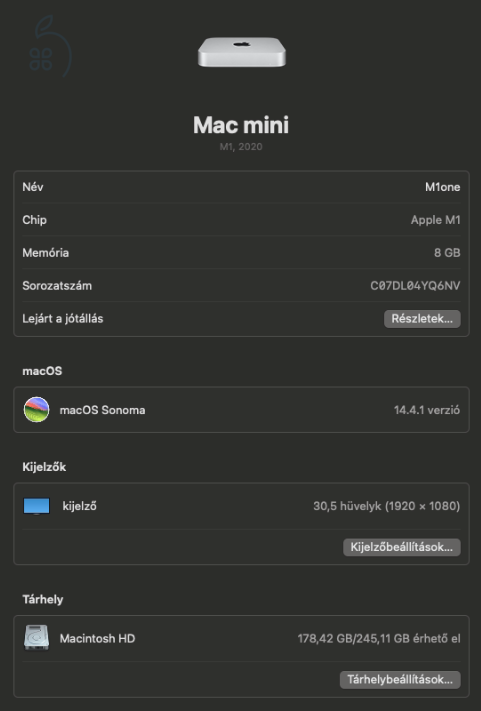 Mac Mini M1 8GB 256GB SSD