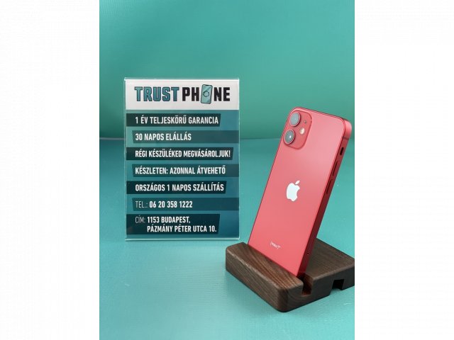 !! 1 ÉV GARANCIA !! Apple Iphone 12 Mini Piros 64GB – K3880 – 100% AKKU