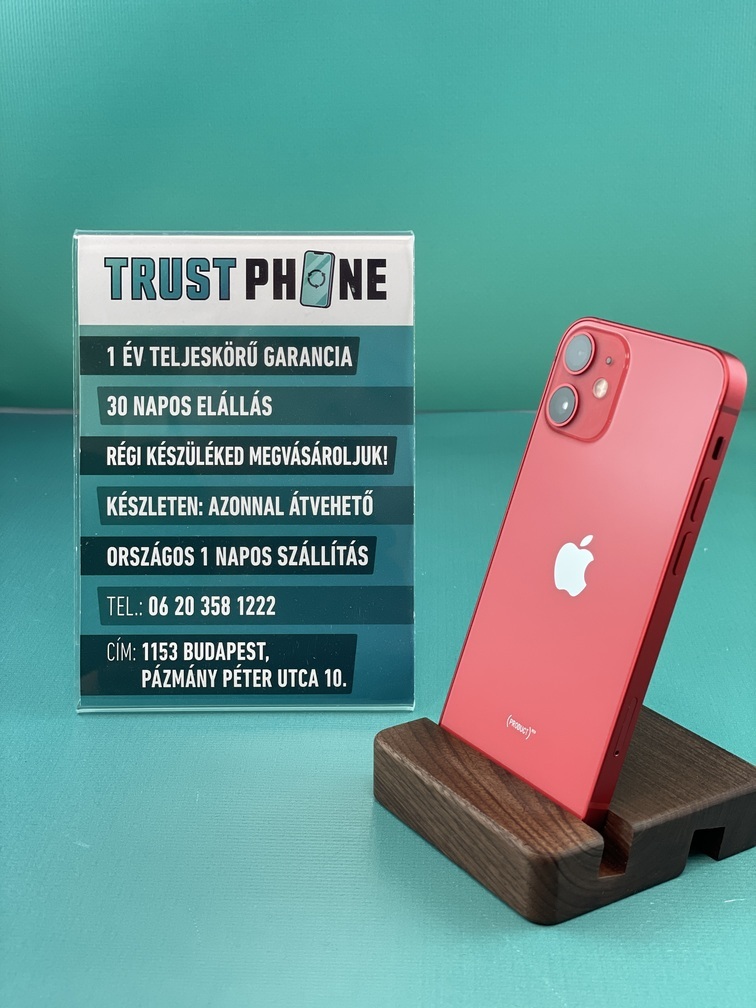!! 1 ÉV GARANCIA !! Apple Iphone 12 Mini Piros 64GB – K3960 – 100% AKKU
