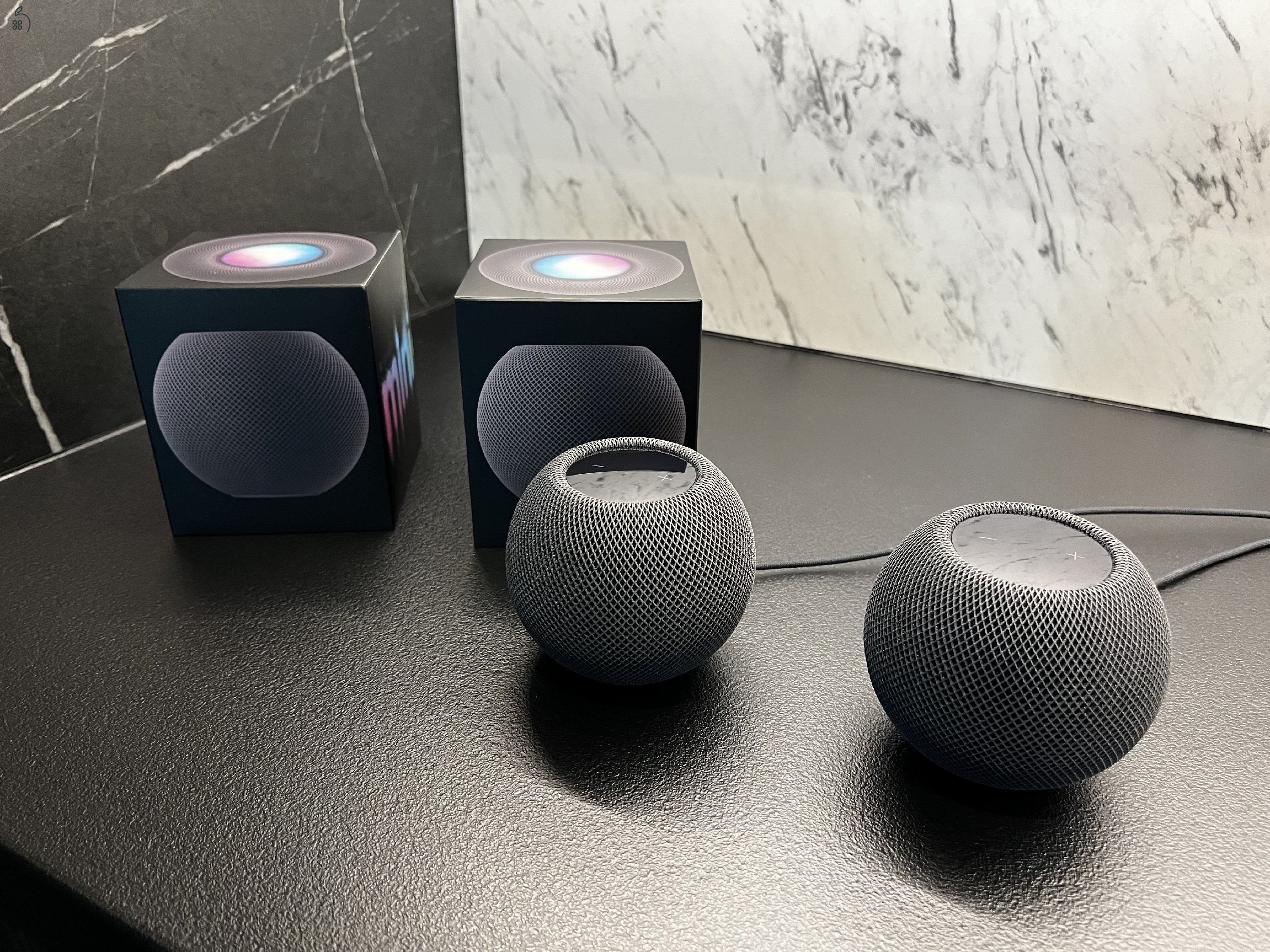 2 db HomePod Mini asztoszürke színben, Apple garancia, tökéletes állapotban