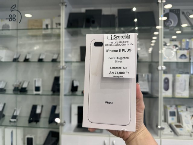 iPhone 8 Plus 64GB független silver új akkuval garanciával (133) iszerelés.hu