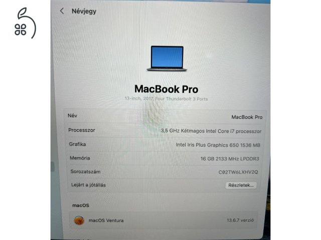 Mabook Pro Retina Touch Bar 2017 - 3,5Ghz i7 - 16GB