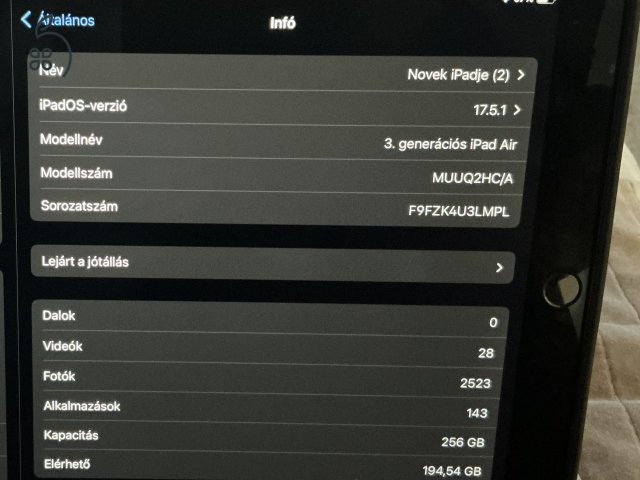 Használt IPad Air3 256GB Space Gray