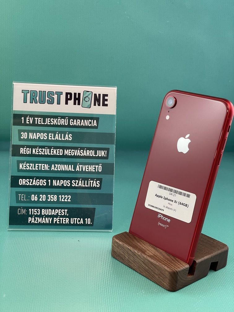 !! 1 ÉV GARANCIA !! Apple Iphone XR Piros 64GB – K4121 – 100% (ÚJ) AKKU