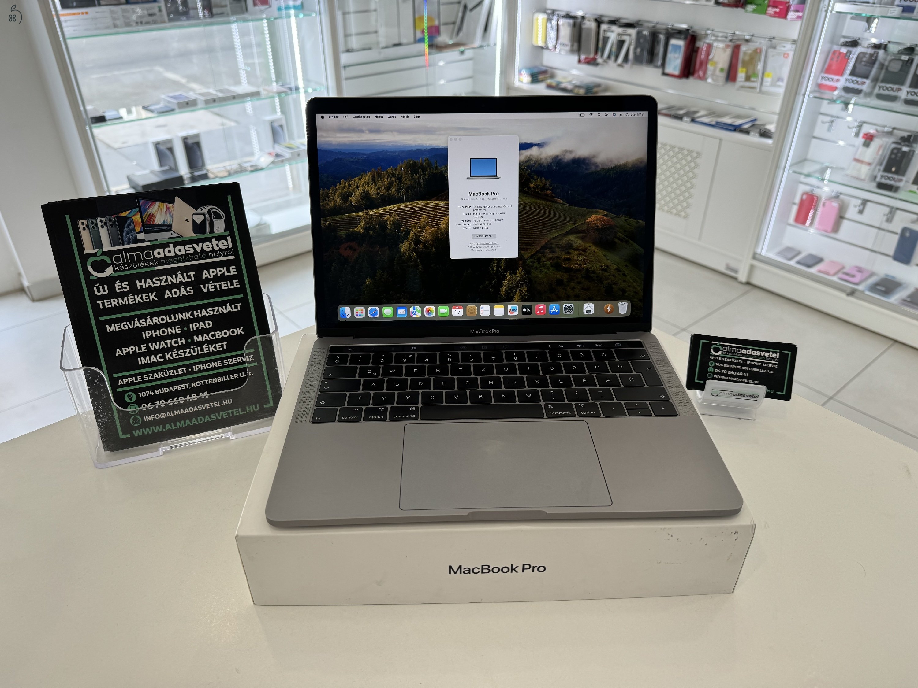 MacBook Pro 2019 Újszerű/16GB/128ssd/1 hónap gar./Akku 87%/p3507