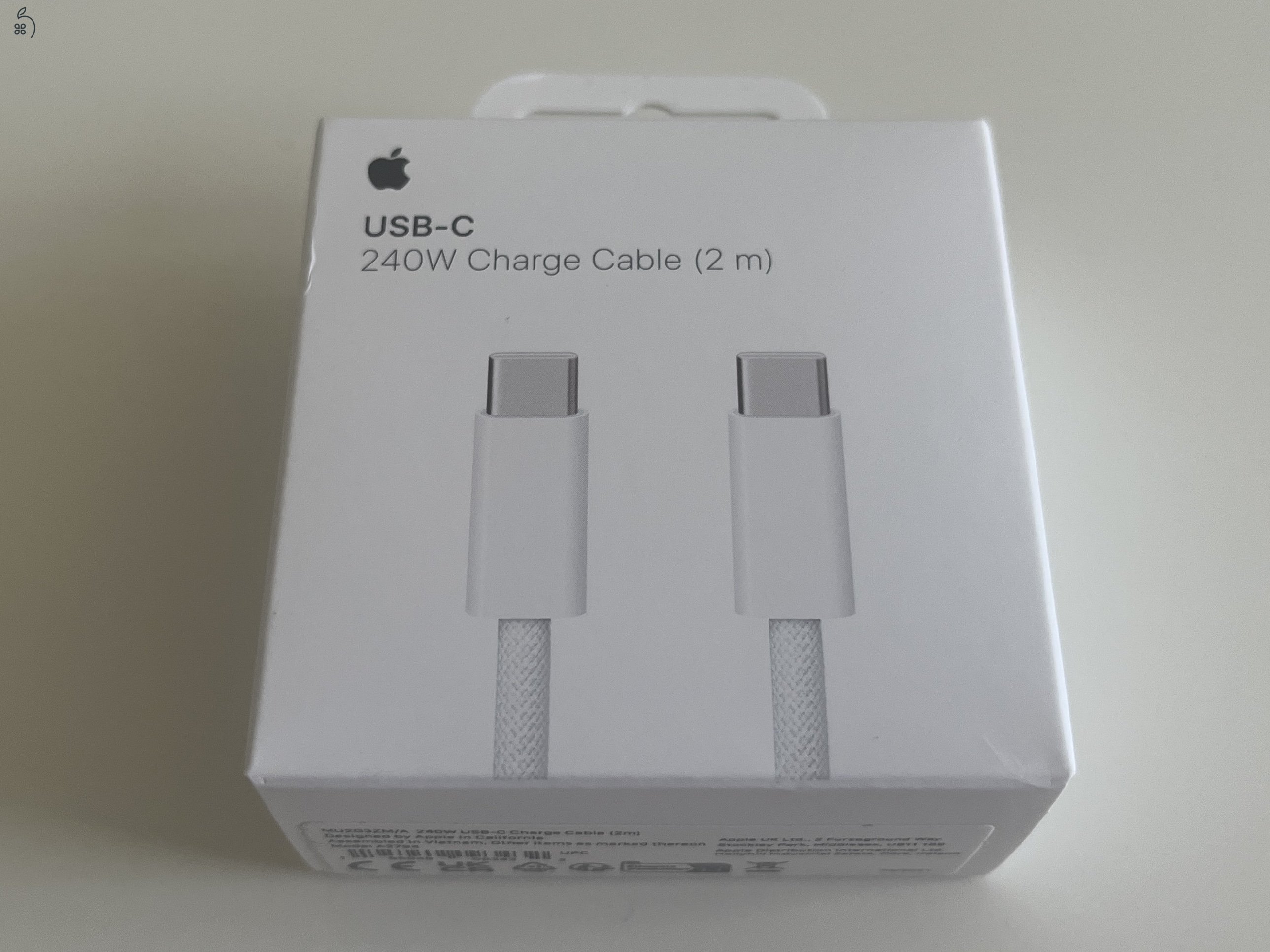 Új, eredeti Apple 240 wattos USB C töltőkábel (2 m)
