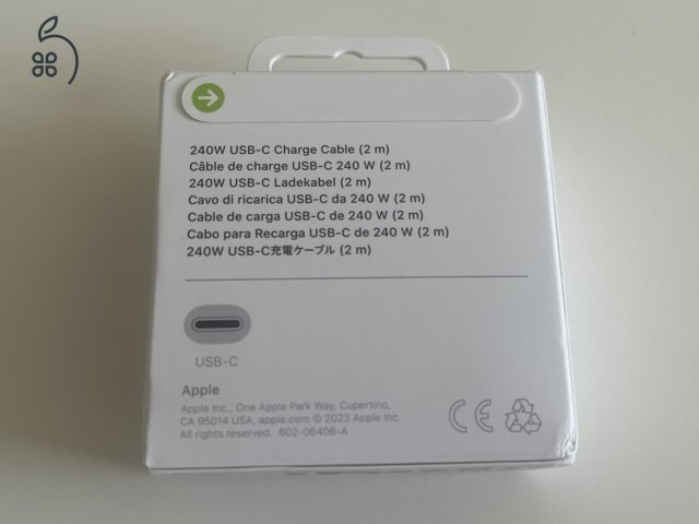 Új, eredeti Apple 240 wattos USB C töltőkábel (2 m)