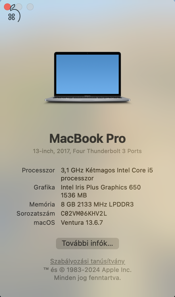 MacBook Pro 13, 2017, Four Thunderbolt 3 Ports