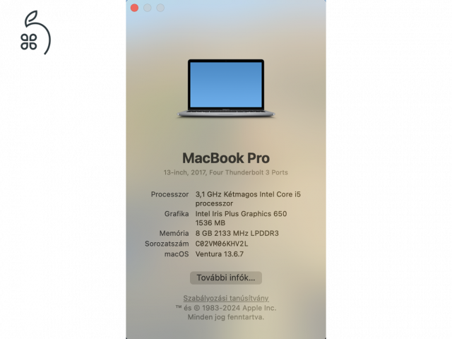 MacBook Pro 13, 2017, Four Thunderbolt 3 Ports