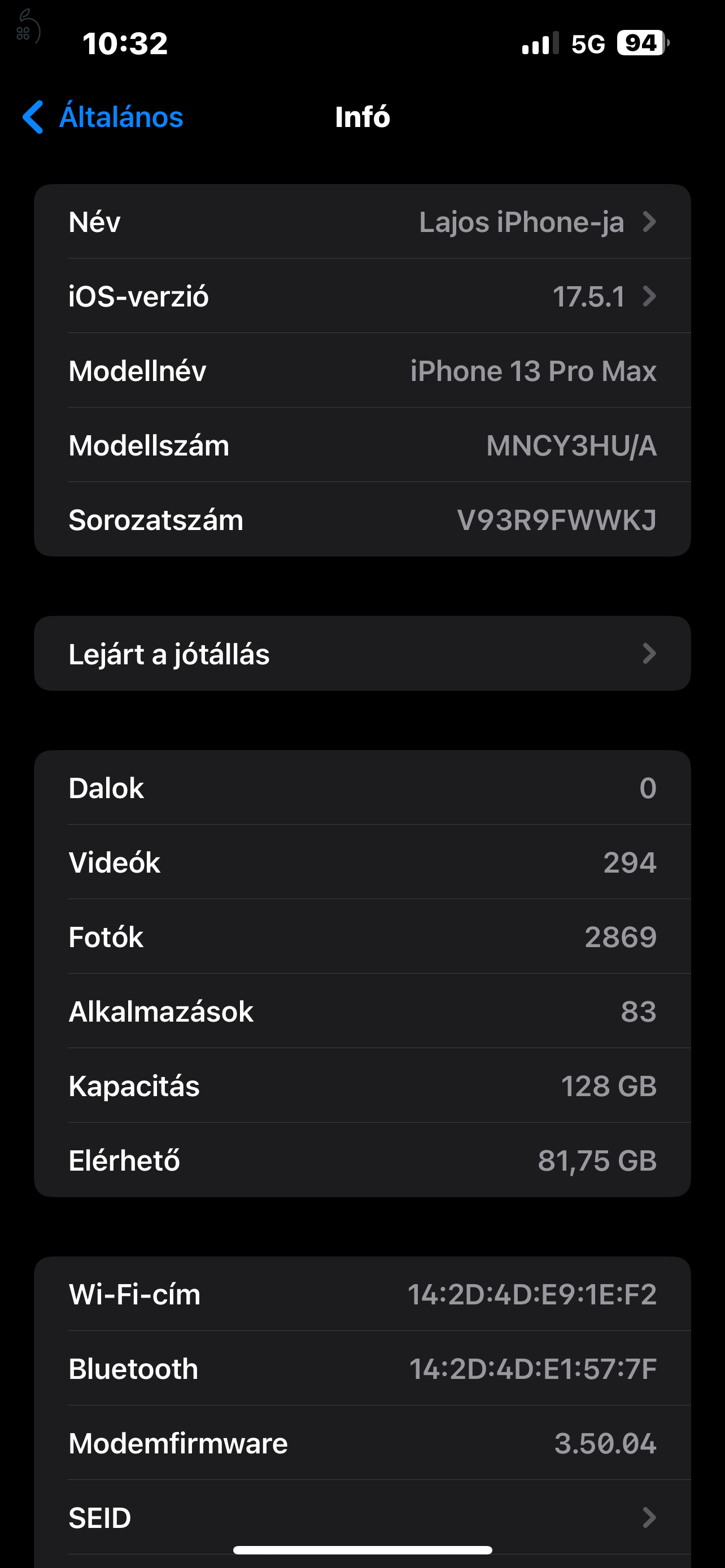Iphone 13 pro max 128gb garanciás