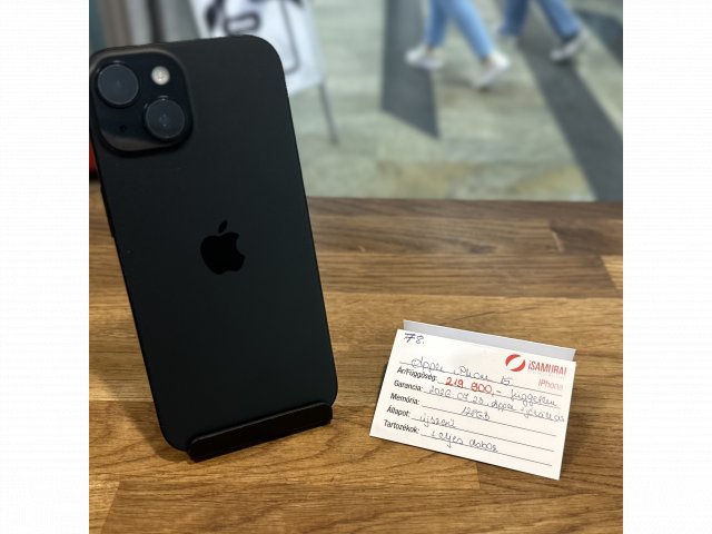 78. Apple iPhone 15  - 128 GB - Fekete - Független