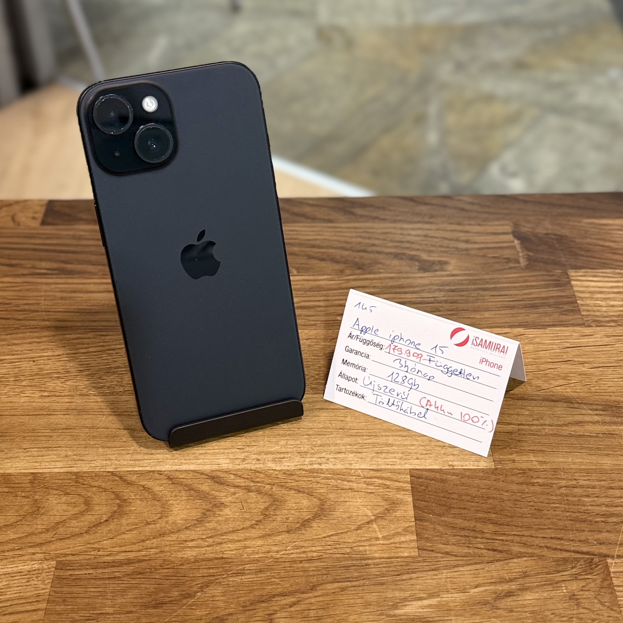 Apple iPhone 15  - 128 GB - Fekete - Független (145.)