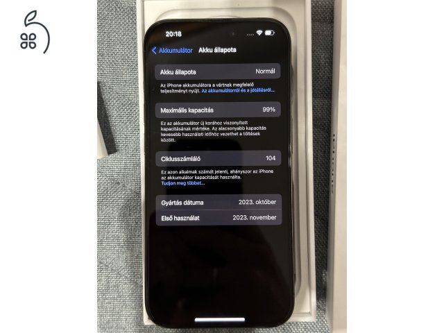 Apple Iphone 15 Pro, 128Gb, Black Titan, 2026.11.hóig gyári garancia (MediaMarkt vásárlás)