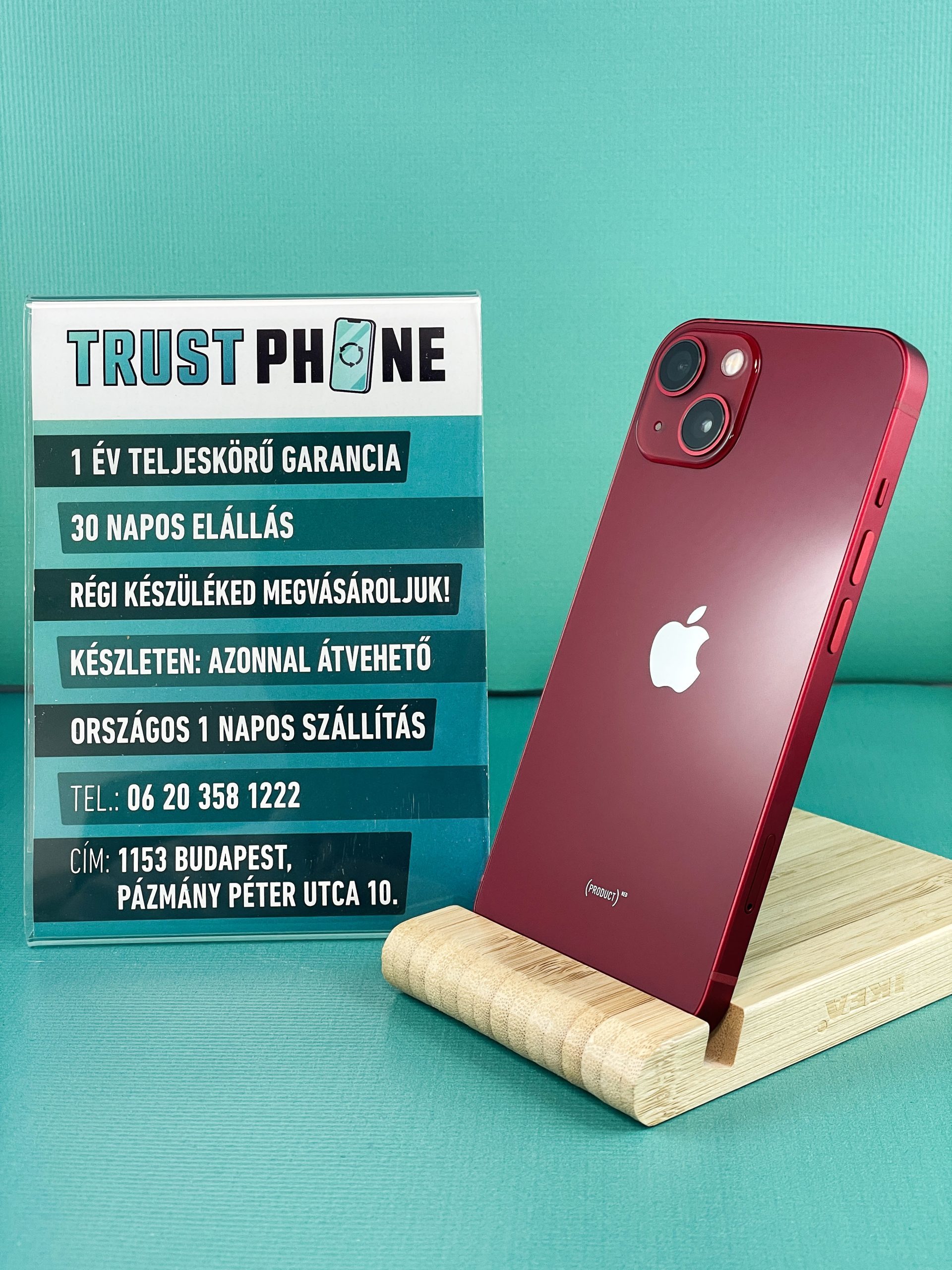 !! 1 ÉV GARANCIA !! Apple Iphone 13 Piros 128GB – K4566 – AKKU 100%