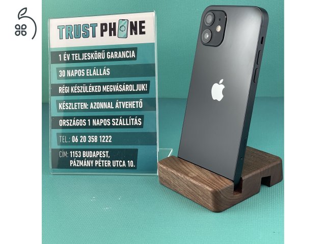 !! KIÁRUSÍTÁS !! Iphone 12 Fekete 128GB 100% Akkumulátor. WWW.TRUSTPHONE.HU