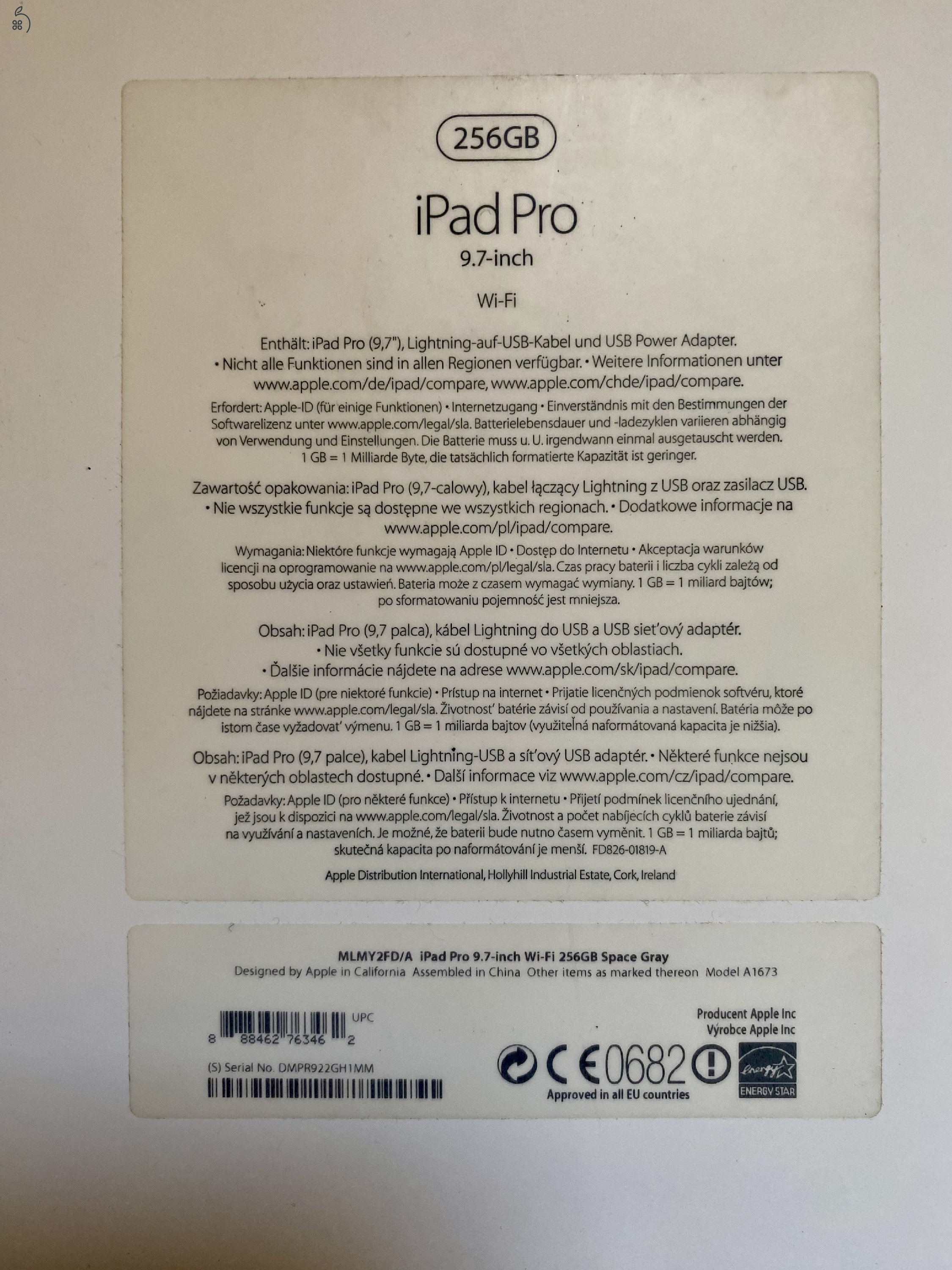 Újszerű iPad Pro 9.7 Wi-Fi, asztroszürke, 256 Gb - posta is!