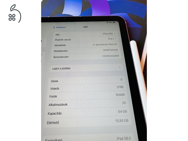 iPaid Air 5.  generációs wifi + cellular