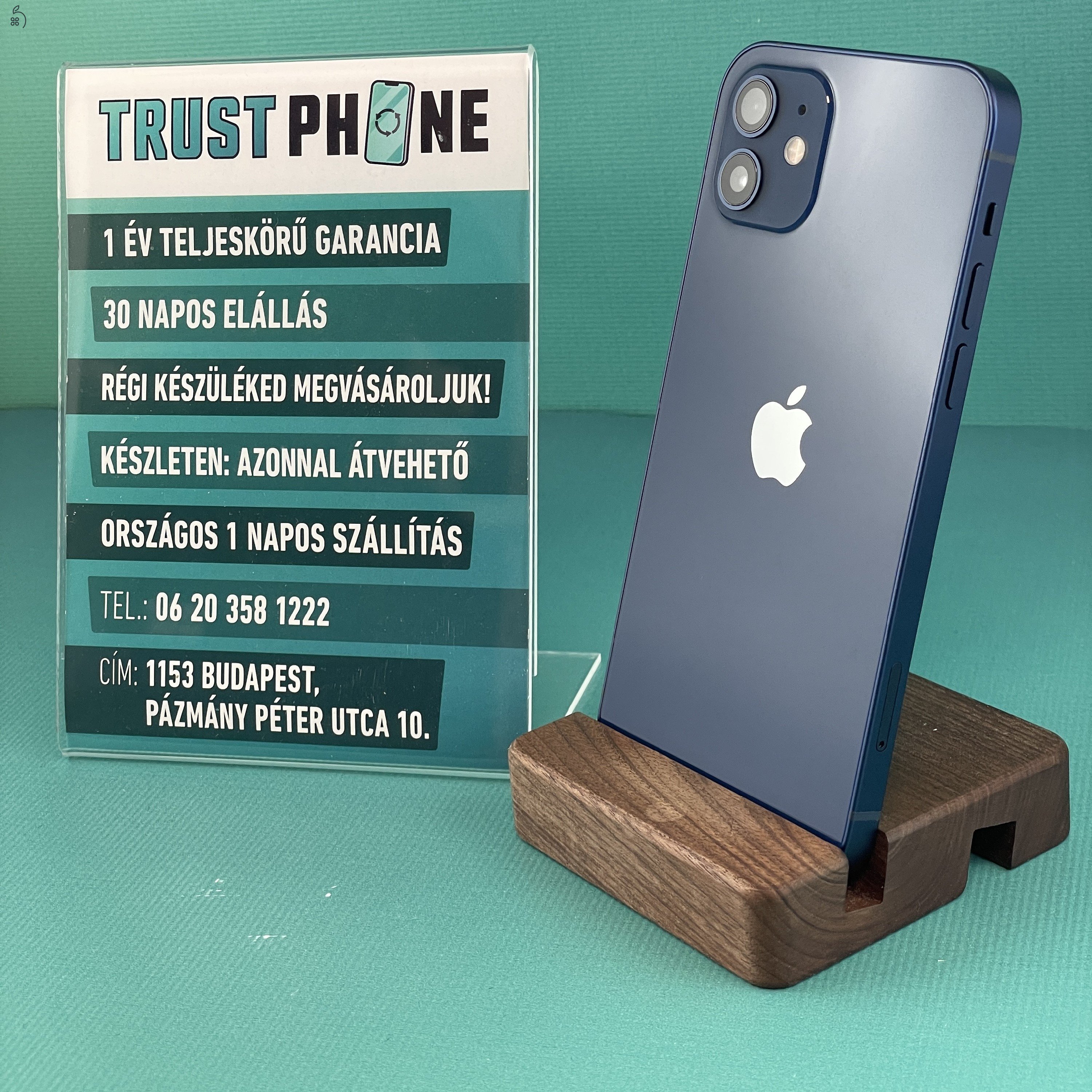 !! KIÁRUSÍTÁS !! Iphone 12 Több színben 64GB és 128GB 100% Akkumulátor. WWW.TRUSTPHONE.HU