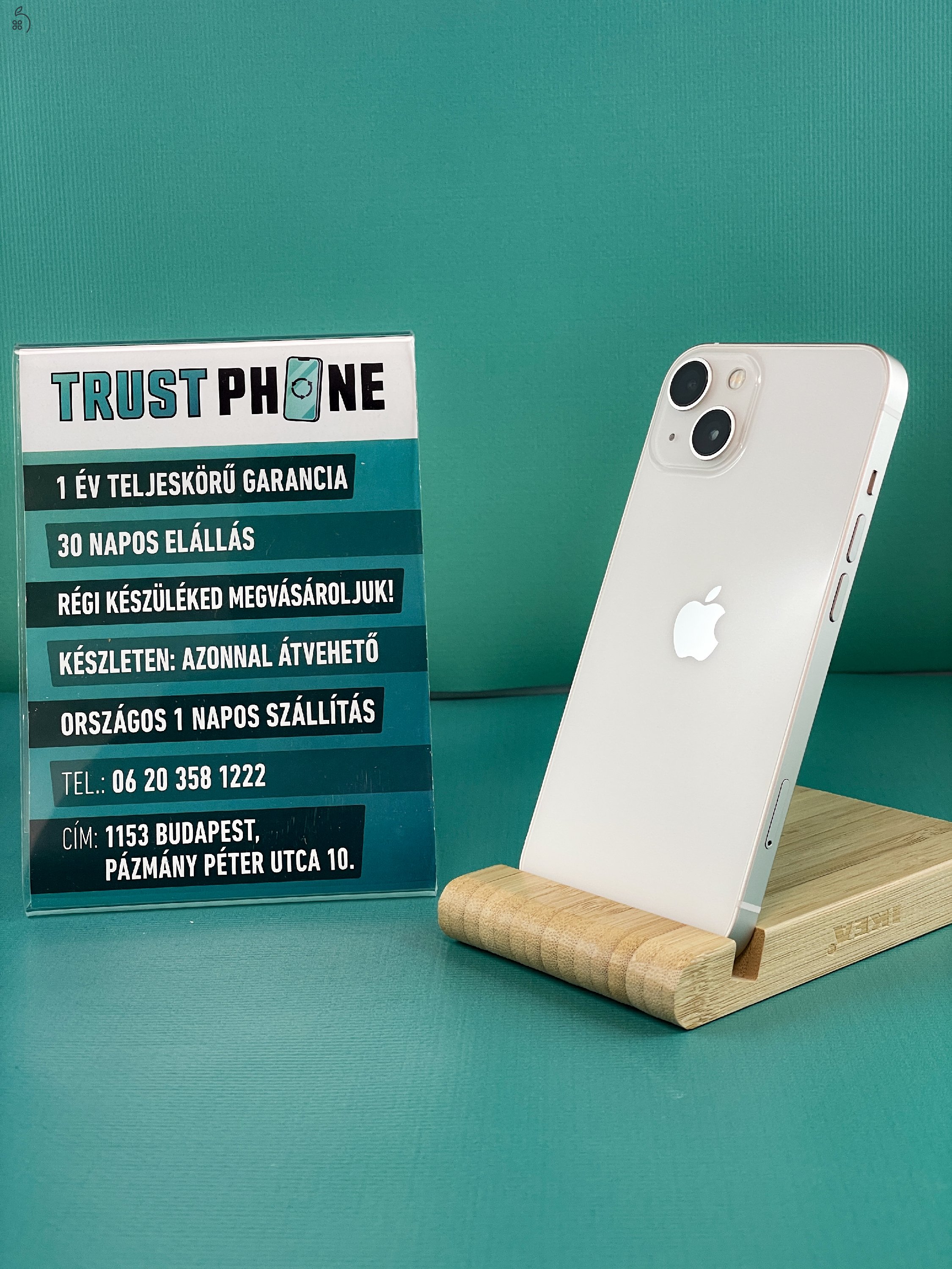 !! KIÁRUSÍTÁS !! Iphone 13 Több színben 128GB és 256GB 100% Akkumulátor. WWW.TRUSTPHONE.HU