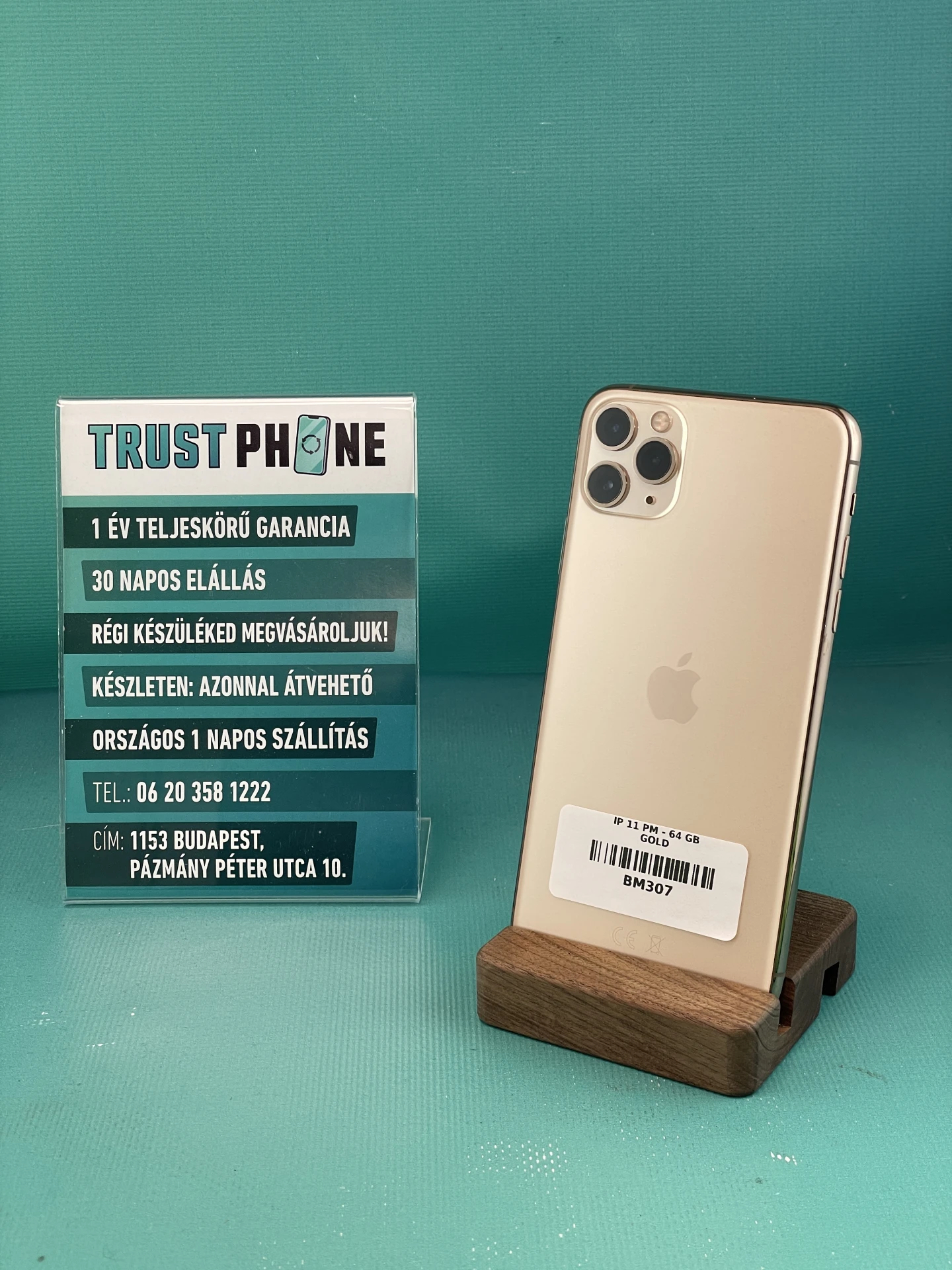 !! 1 ÉV GARANCIA !! iPhone 11 Pro Max Gold 64 GB – BM307 – 100% AKKU