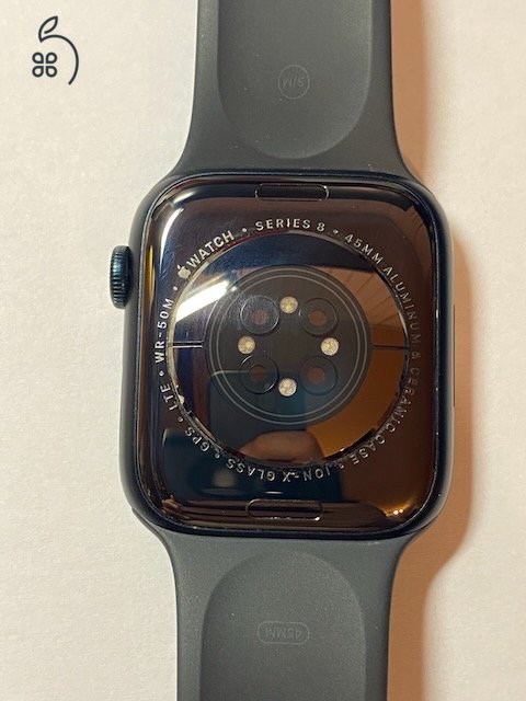 Apple Watch S8 45 mm Cellular Midnight !!6 Hónap Apple Gari!! Akku 100% + Tartozékok