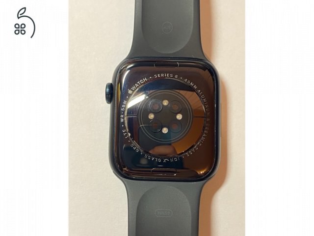 Apple Watch S8 45 mm Cellular Midnight !!6 Hónap Apple Gari!! Akku 100% + Tartozékok