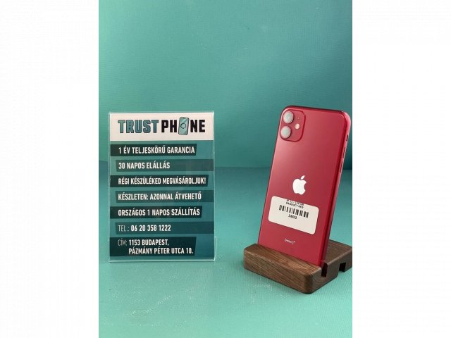 !! 1 ÉV GARANCIA !! iPhone 11 PRODUCT RED 128 GB – 3803 – 100% AKKU