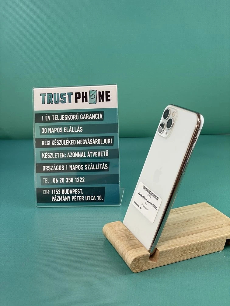 !! 1 ÉV GARANCIA !! iPhone 11 Pro Silver 64 GB – 3339 – 90% AKKU