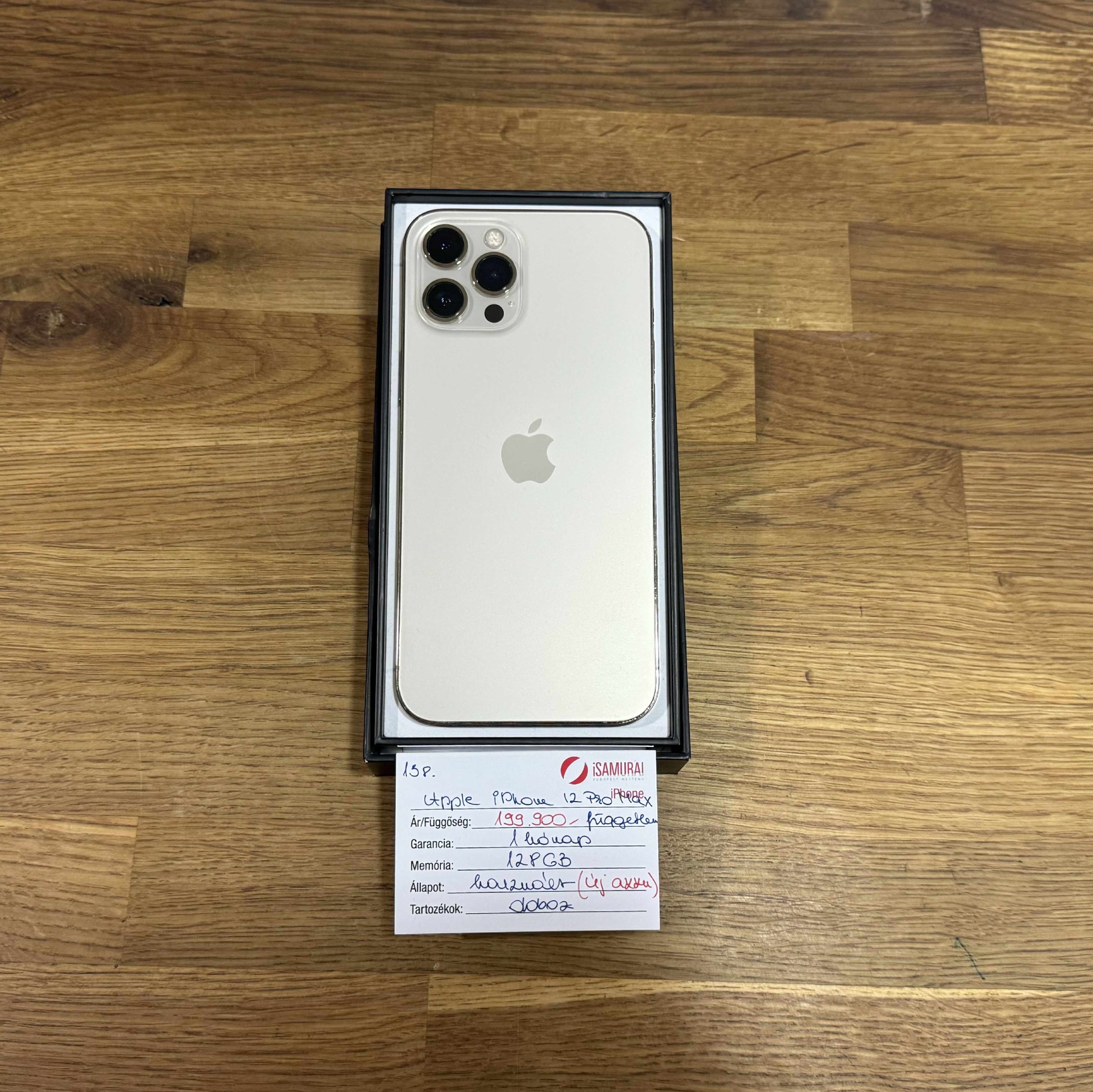 138. Apple iPhone 12 Pro Max - 128 GB - Arany - Újszerű - ÚJ AKKU