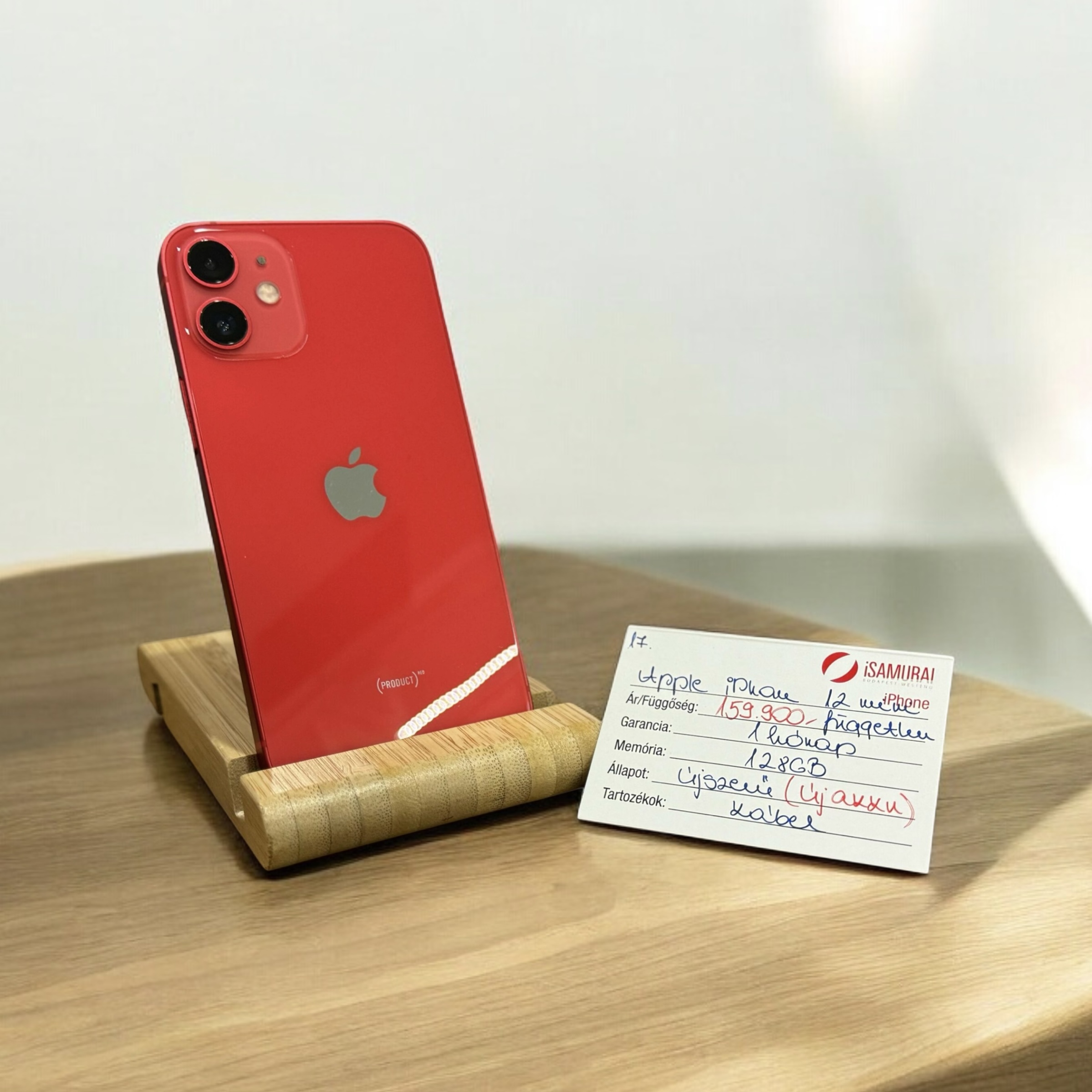 17. Apple iPhone 12 mini - 128 GB - (product)RED - Újszerű - ÚJ AKKU