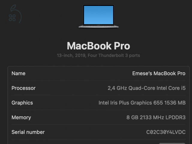 Eladó Apple Retina Macbook Pro 13 - 2019 - rendszeresen karbantartott, szép állapot