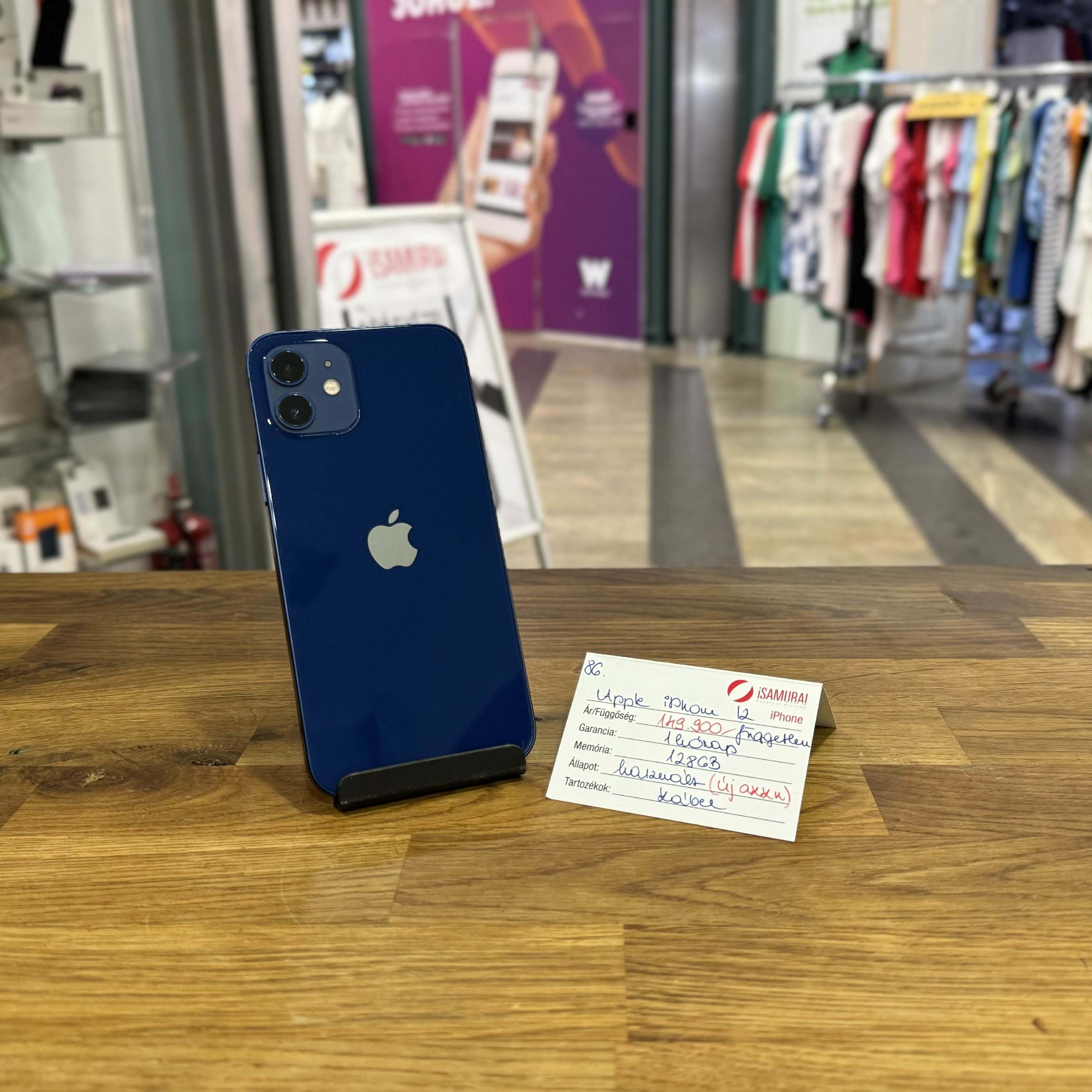 86. Apple iPhone 12 - 128 GB - Kék - ÚJ AKKU