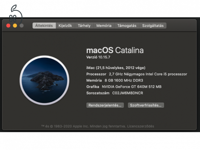 iMac (21.5 hüvelykes, 2012 vége)