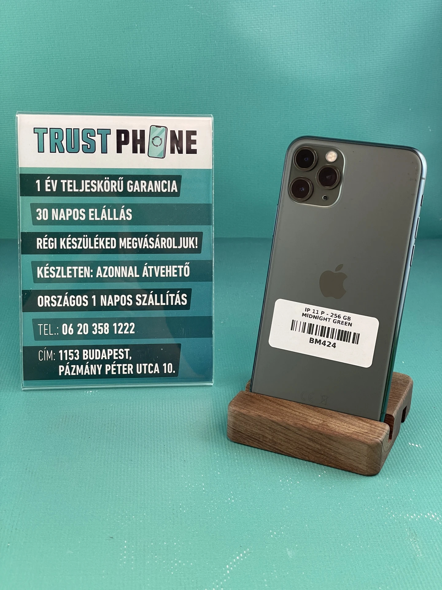 !! 1 ÉV GARANCIA !! iPhone 11 Pro Midnight Green 256 GB – BM424 – 100% AKKU