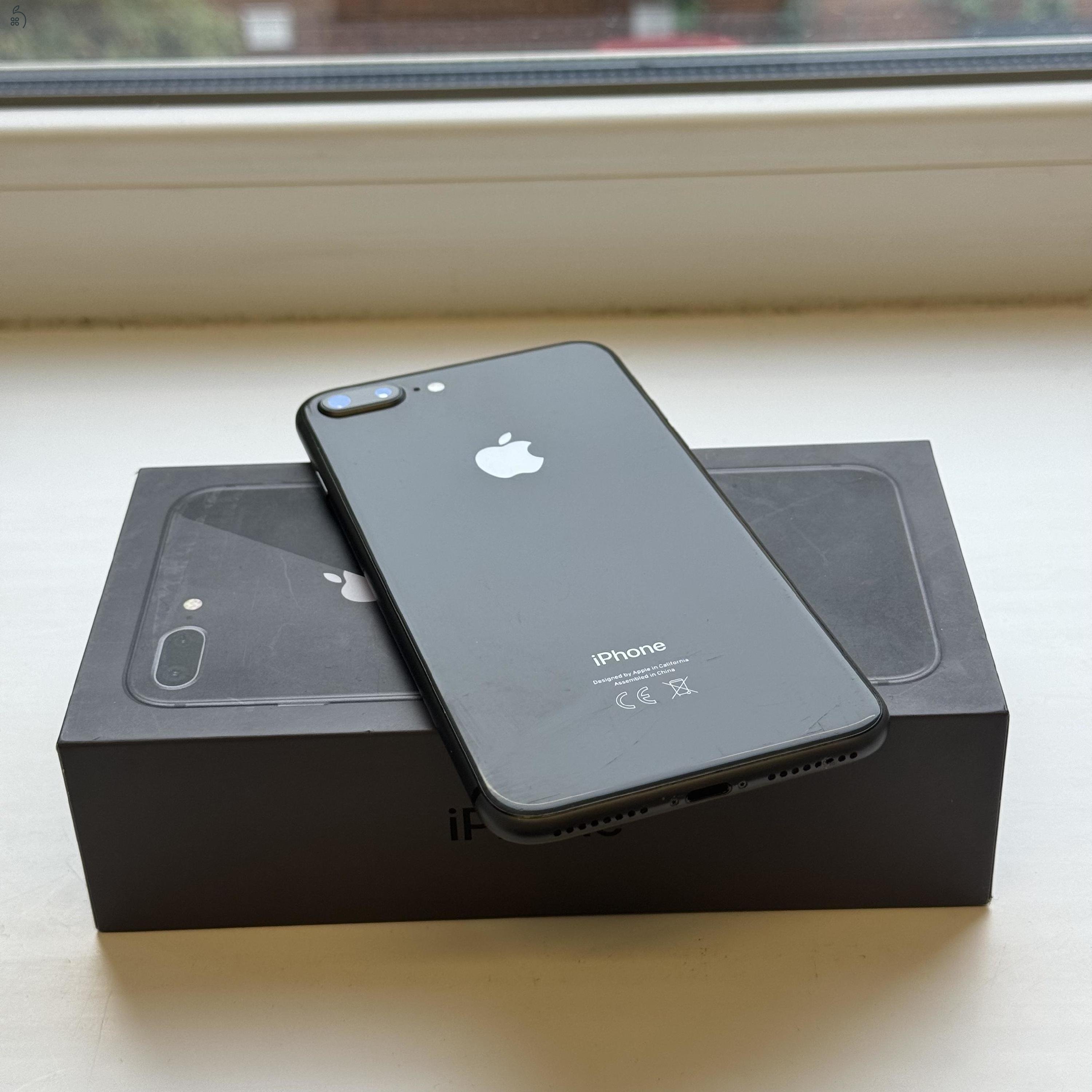 iPhone 8 Plus 64GB Black - 1ÉV GARANCIA - Kártyfüggetlen, 100% Akkumulátor